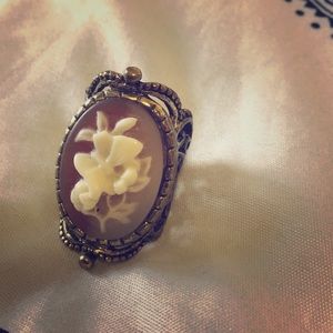 Faux vintage oversized cameo ring.